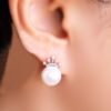 Silver Crowned Pearl Earrings