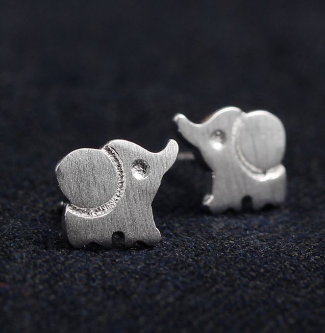 Silver Cute Elephant Fashion Earrings