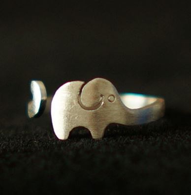 Silver Elephant Wrapping Finger Cuff Ring (Adjustable)
