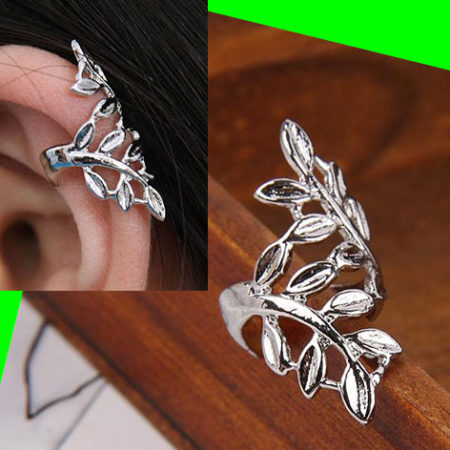 Silver Leaves Ear Cuffs ( 2PCs, No Piercing)