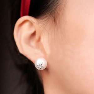 Silver Star on Pearl Statement Earrings