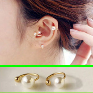 Simply Pearl Ear Cuffs Set (No Piercing, Adjustable)