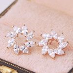 Sparkly Flower Wreath Rhinestone Earrings