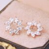 Sparkly Flower Wreath Rhinestone Earrings