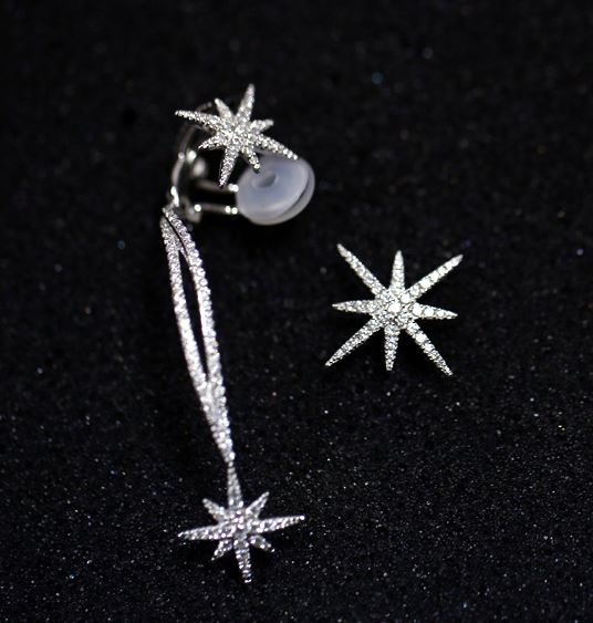 Sparkly Star Wrapping Ear Cuffs Asymmetric Set - LilyFair Jewelry