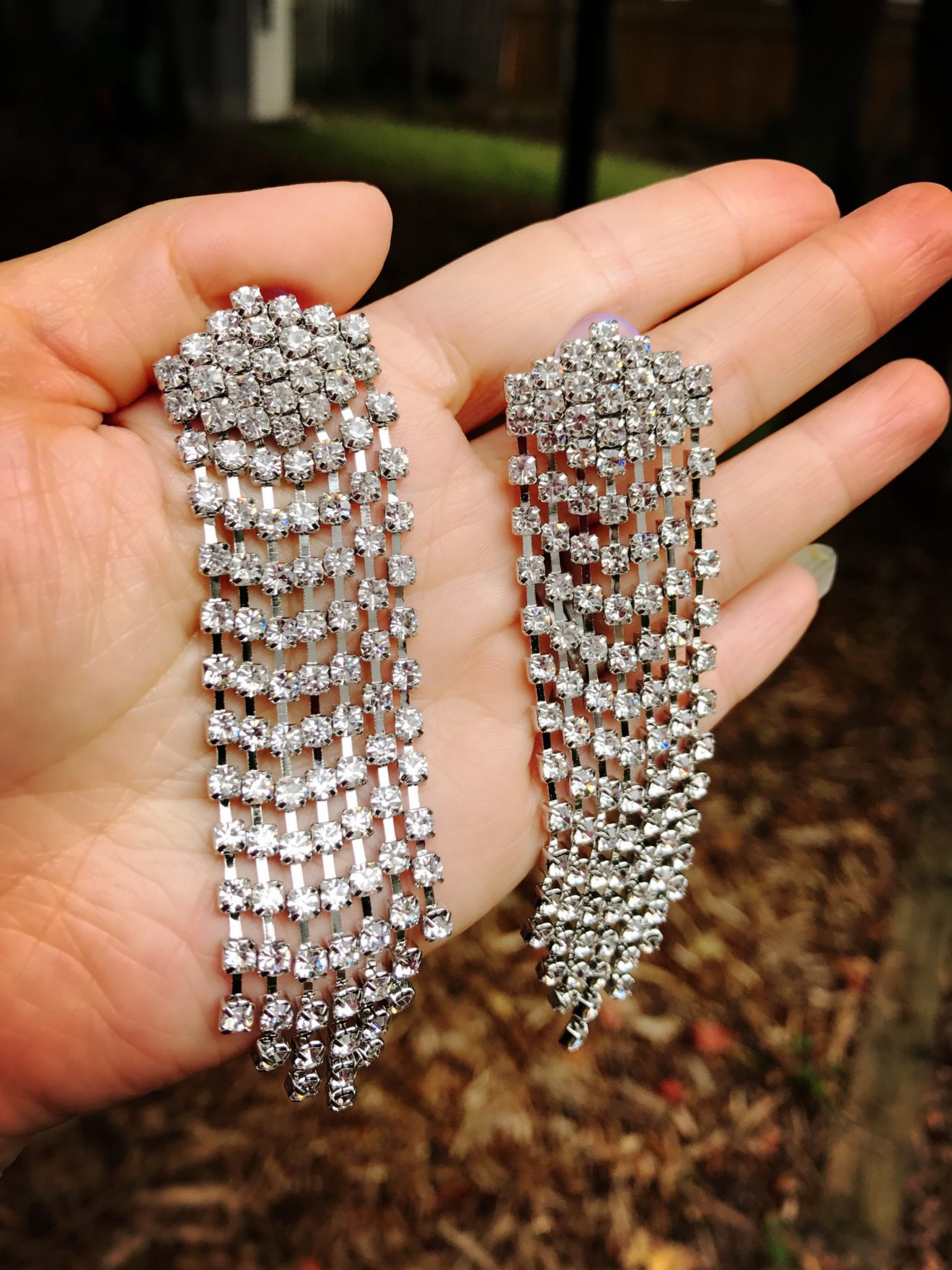 Square Fall Rhinestone Tassel Statement Earrings LilyFair Jewelry