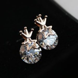 Star Crown on Rhinestone Earrings