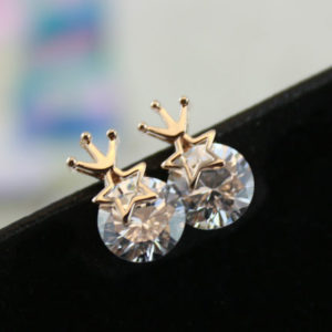 Star Crown on Rhinestone Earrings