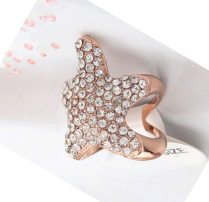 Starfish Rhinestone Finger Cuff Ring (Gold)