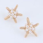 Starfish Pearl Golden Fashion Earrings