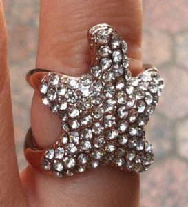 Starfish Rhinestone Finger Cuff Ring (Gold)