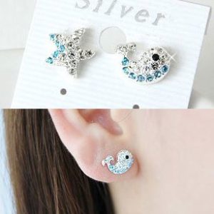 Starfish and Whale Asymmetrical Earrings
