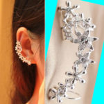 Stringed Flowers Curved Ear Cuff (Silver,Single) - LilyFair Jewelry