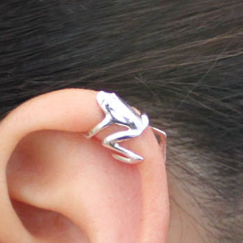 The Froggy Prince Hugging Ear Cuffs ( Silver, Adjustable, No Piercing)