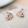 Triangle Rose on Rhinestone Earrings