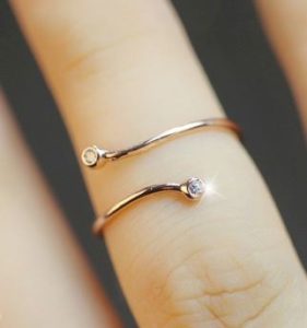 Twisted Love Rhinestone Cuff Ring (Slightly Adjustable)