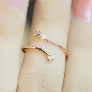 Twisted Love Rhinestone Cuff Ring (Slightly Adjustable)
