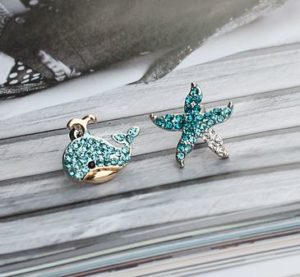 Whale and Starfish Rhinestone Earrings