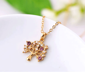 Sparkly Wishing Tree Fashion Necklace (Purple)