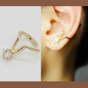 Yes Diamond Ear Cuff (Gold,Single, No Piercing)
